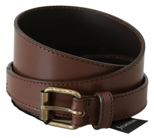 Chic Brown Leather Fashion Belt with Bronze-Tone Hardware