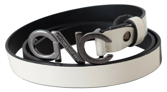 Metallic Gray Italian Leather Fashion Belt