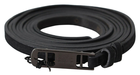Elegant Black Leather Adjustable Belt