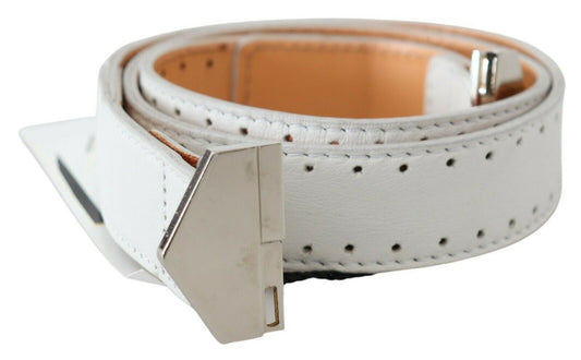 Elegant White Leather Fashion Belt