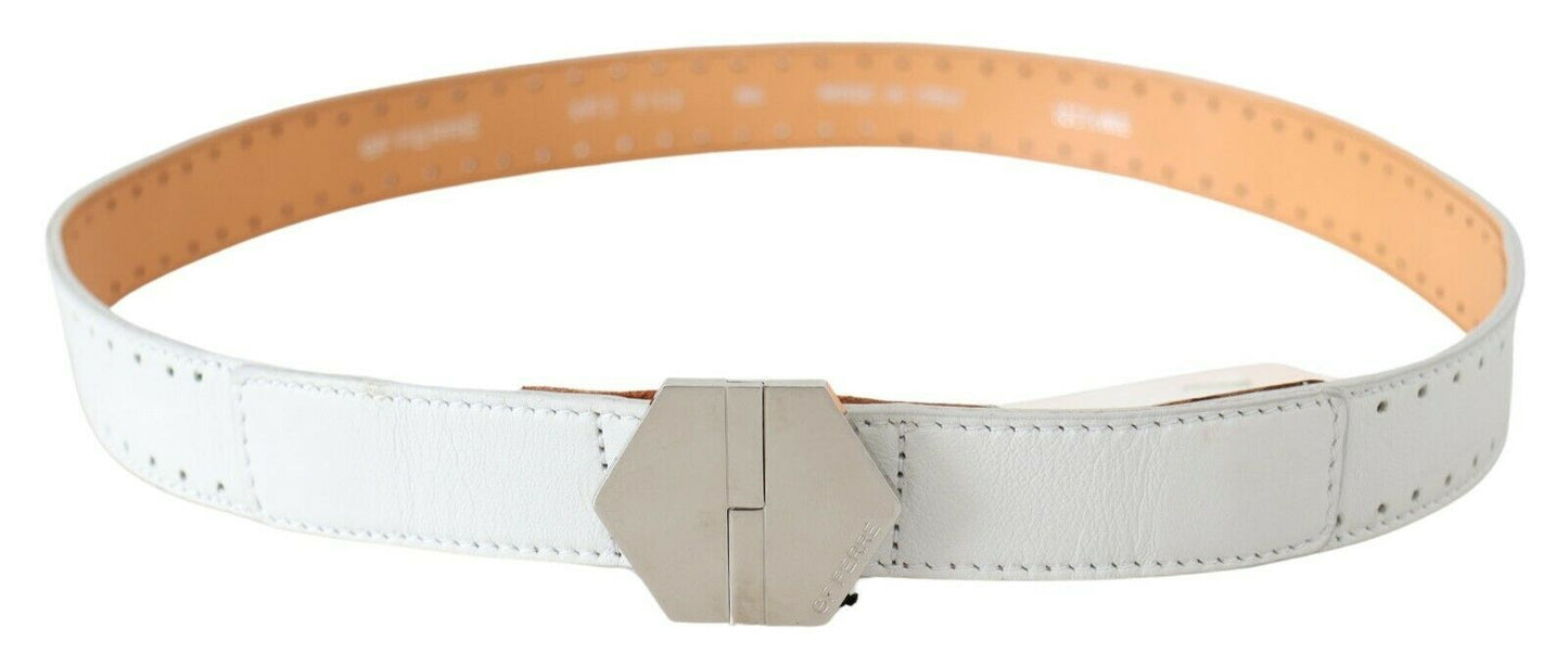 Elegant White Leather Fashion Belt