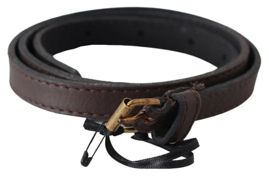 Elegant Brown Leather Fashion Belt with Gold-Tone Buckle