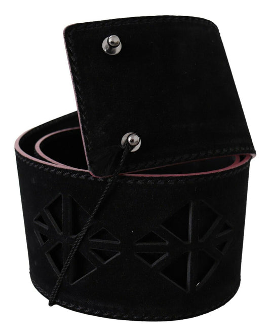Elegant Wide Leather Fashion Belt with Metal Accents