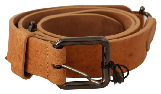 Elegant Light Brown Fashion Belt with Black-Tone Buckle