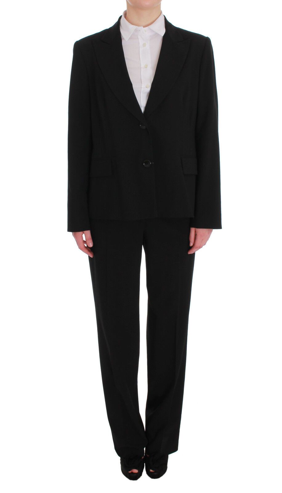 Chic Black Two-Piece Wool Suit Set