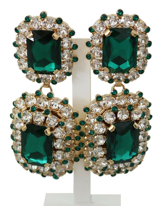 Emerald Crystal Pave Dangling Earrings