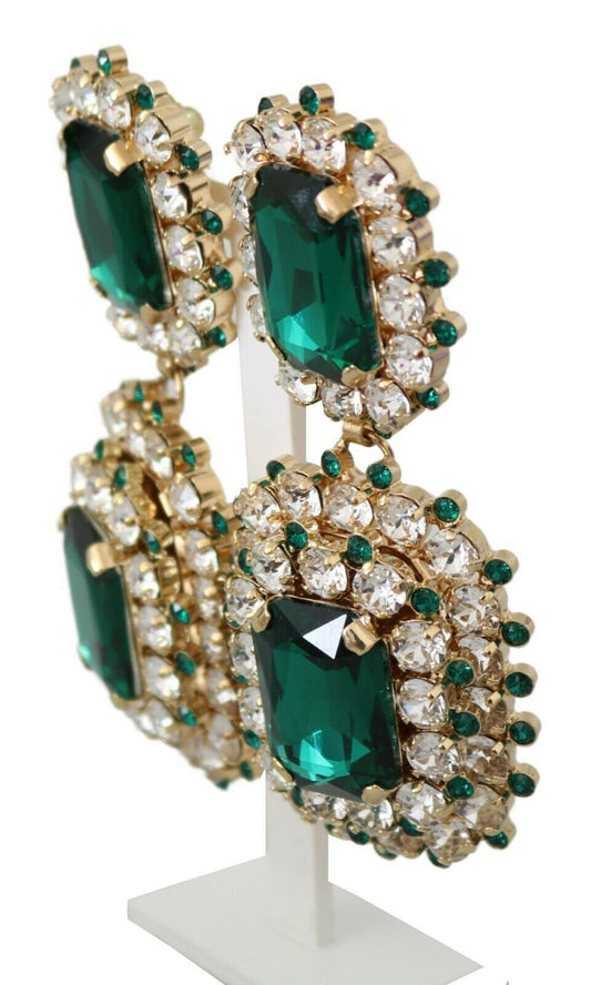 Emerald Crystal Pave Dangling Earrings