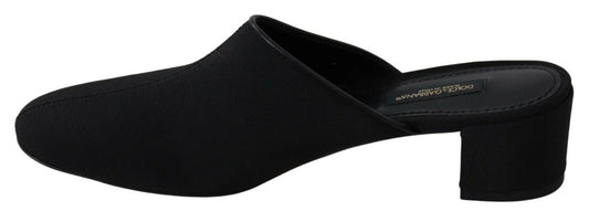 Chic Black Grosgrain Slide Sandals