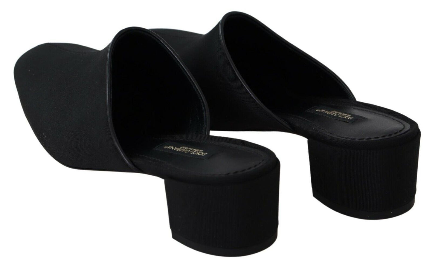 Chic Black Grosgrain Slide Sandals