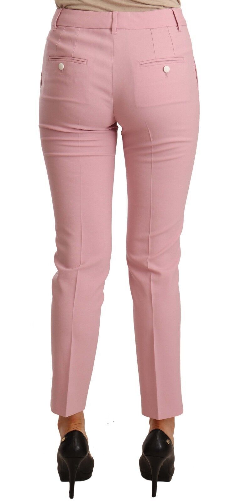 Elegant Pink Virgin Wool Cropped Trousers