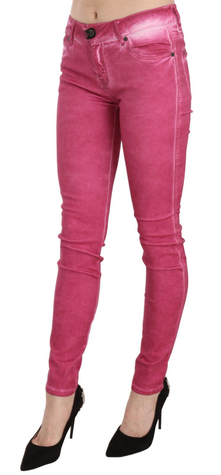 Chic Pink Mid Waist Skinny Pants