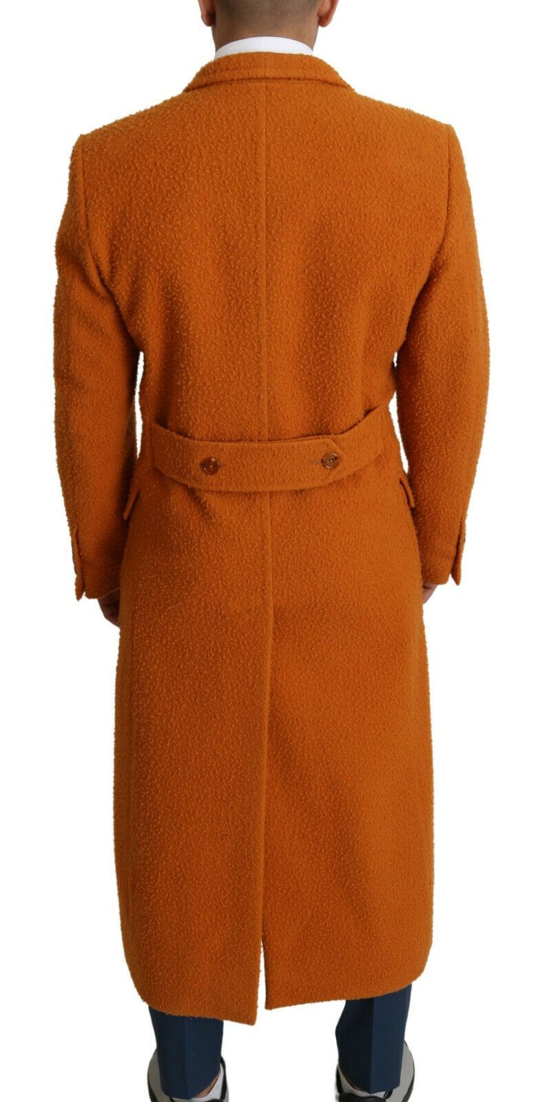 Elegant Orange Wool Trench Coat