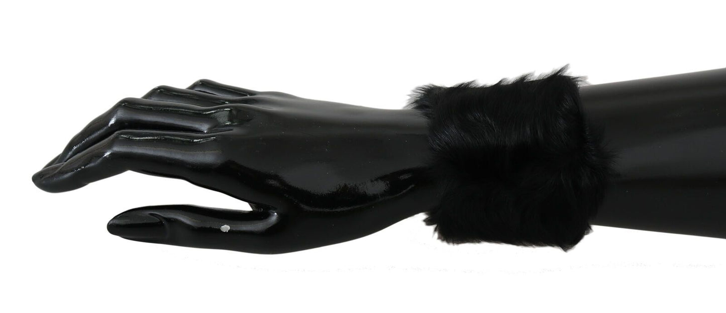 Elegant Black Lamb Fur Cuff Bracelet
