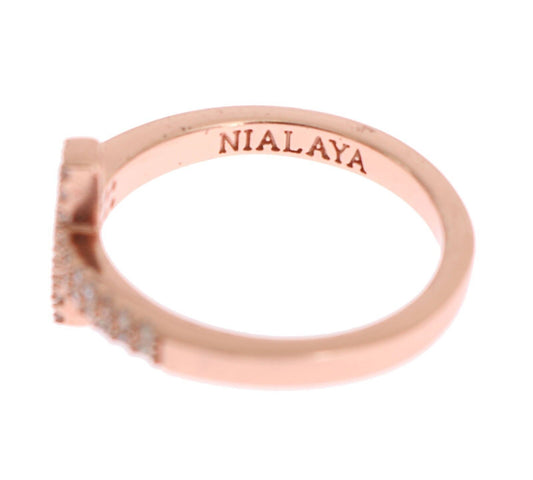 Elegant Pink Crystal Encrusted Silver Ring