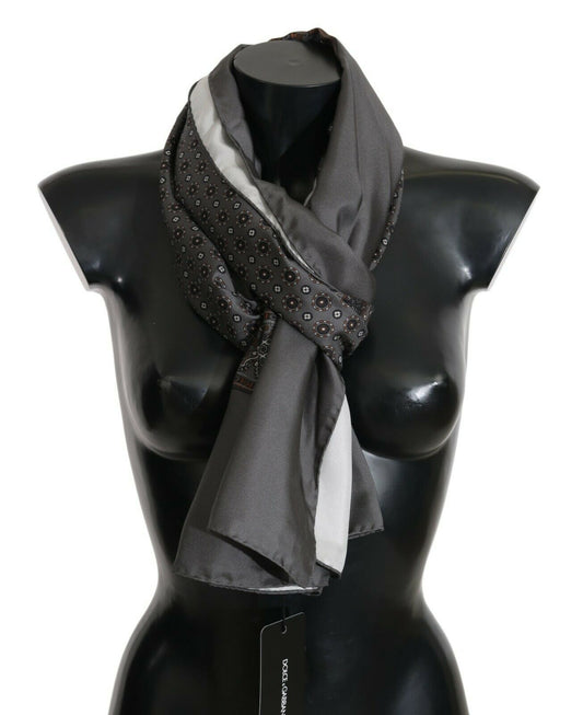 Elegant Gray Silk Floral Wrap