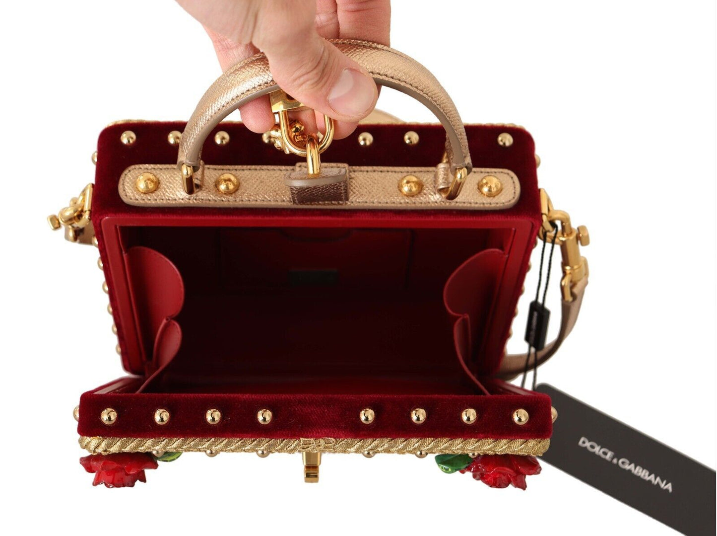 Opulent Gold and Bordeaux Box Shoulder Bag
