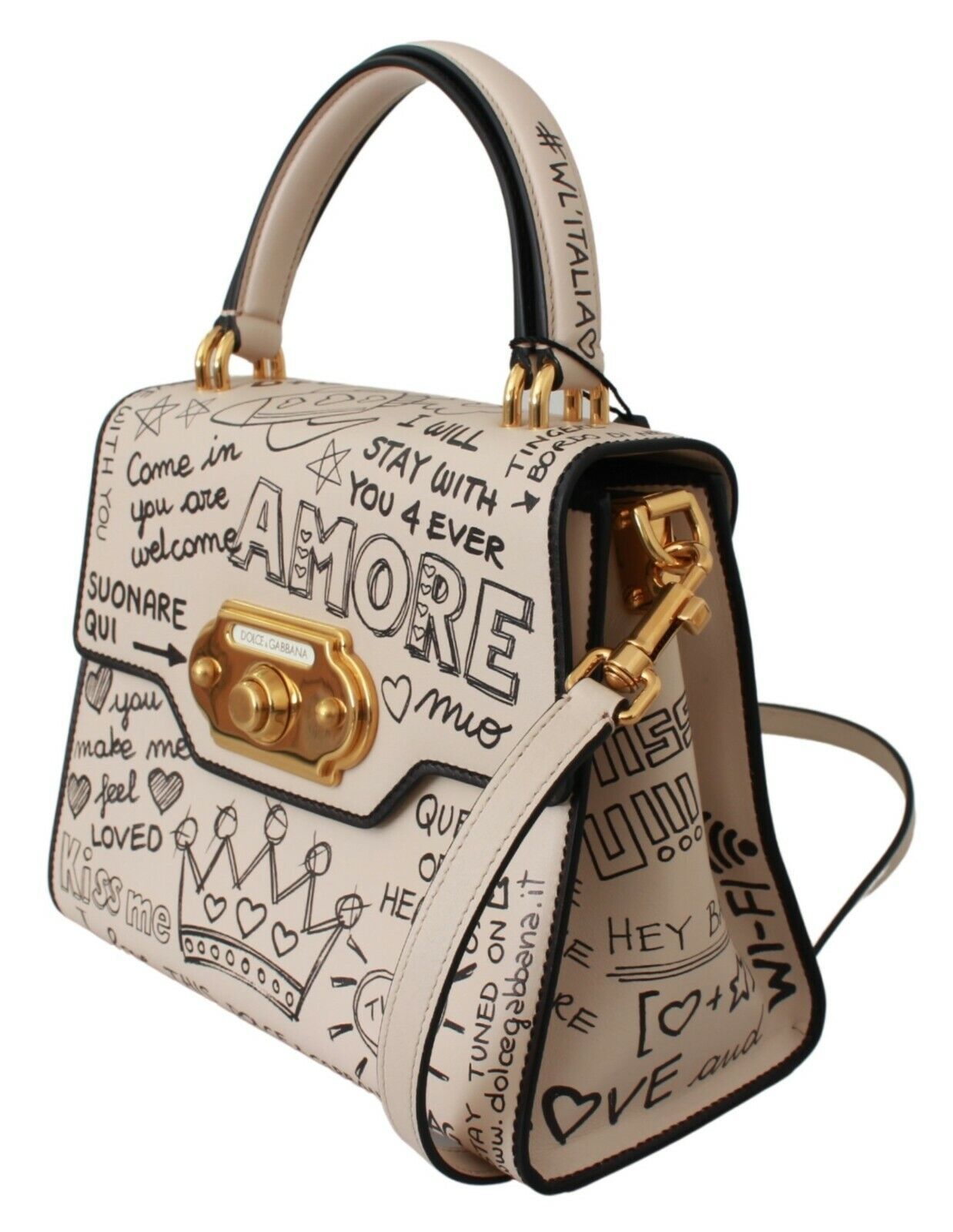 Elegant Beige Leather Welcome Bag with Gold Detailing