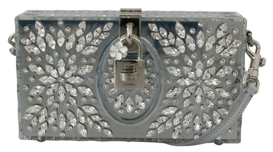 Elegant Silver Crystal Stud Box Bag