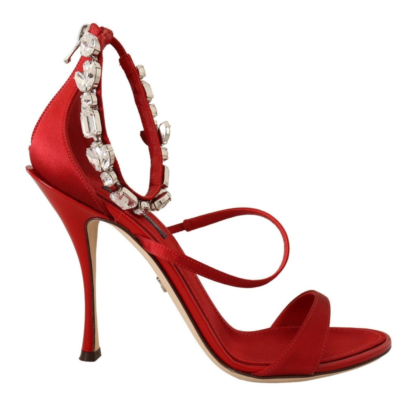 Red Crystal-Embellished Heel Sandals