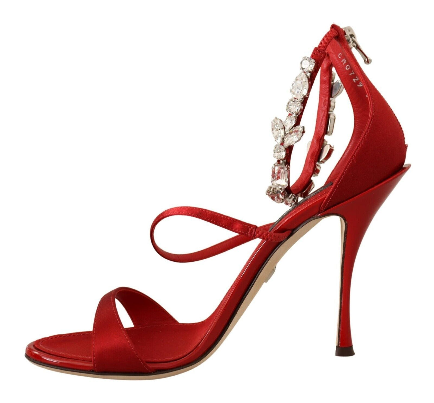 Red Crystal-Embellished Heel Sandals