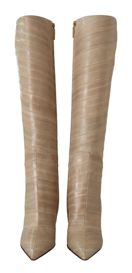 High Cardinale Beige Leather Boots