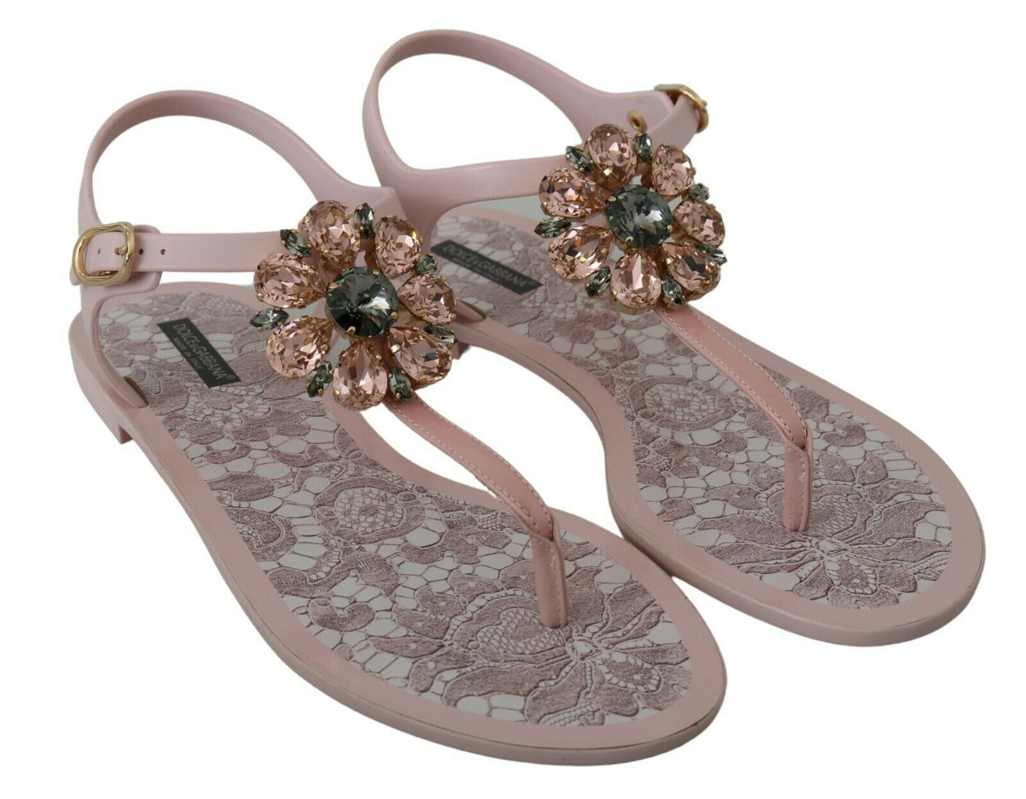 Elegant Pink Crystal Embellished Sandals