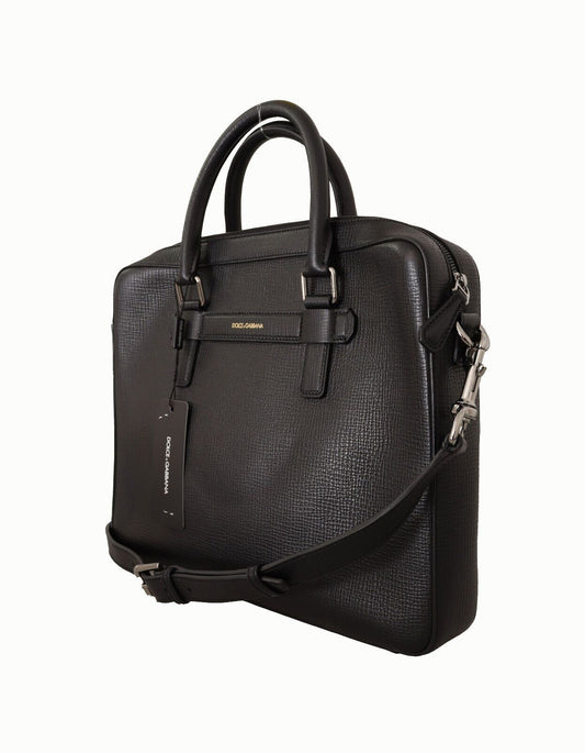 Elegant Black Leather Messenger Bag