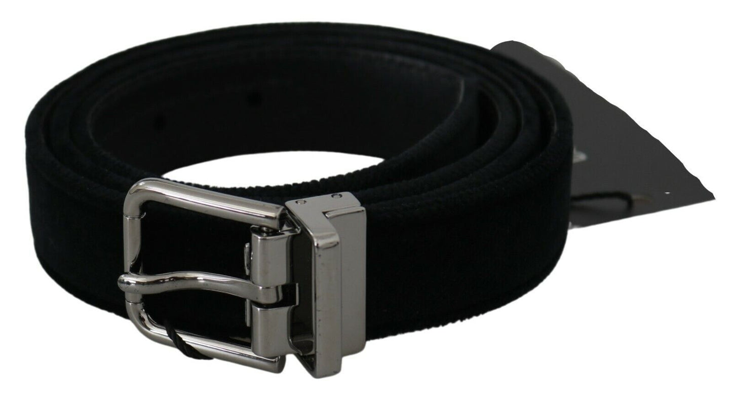 Elegant Black Leather Belt with Velvet Interior