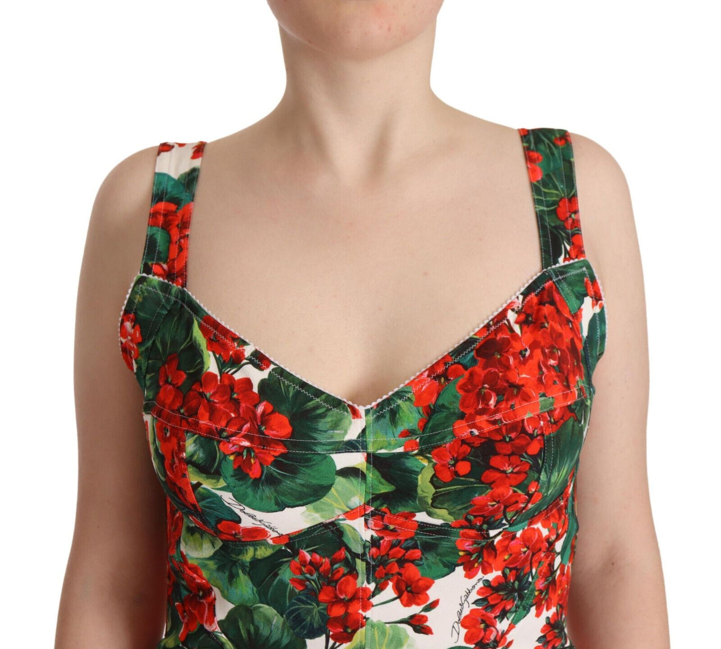 Elegant Red Floral Midi Bodycon Dress