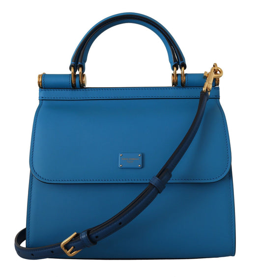 Elegant Blue Leather Sicily Shoulder Bag