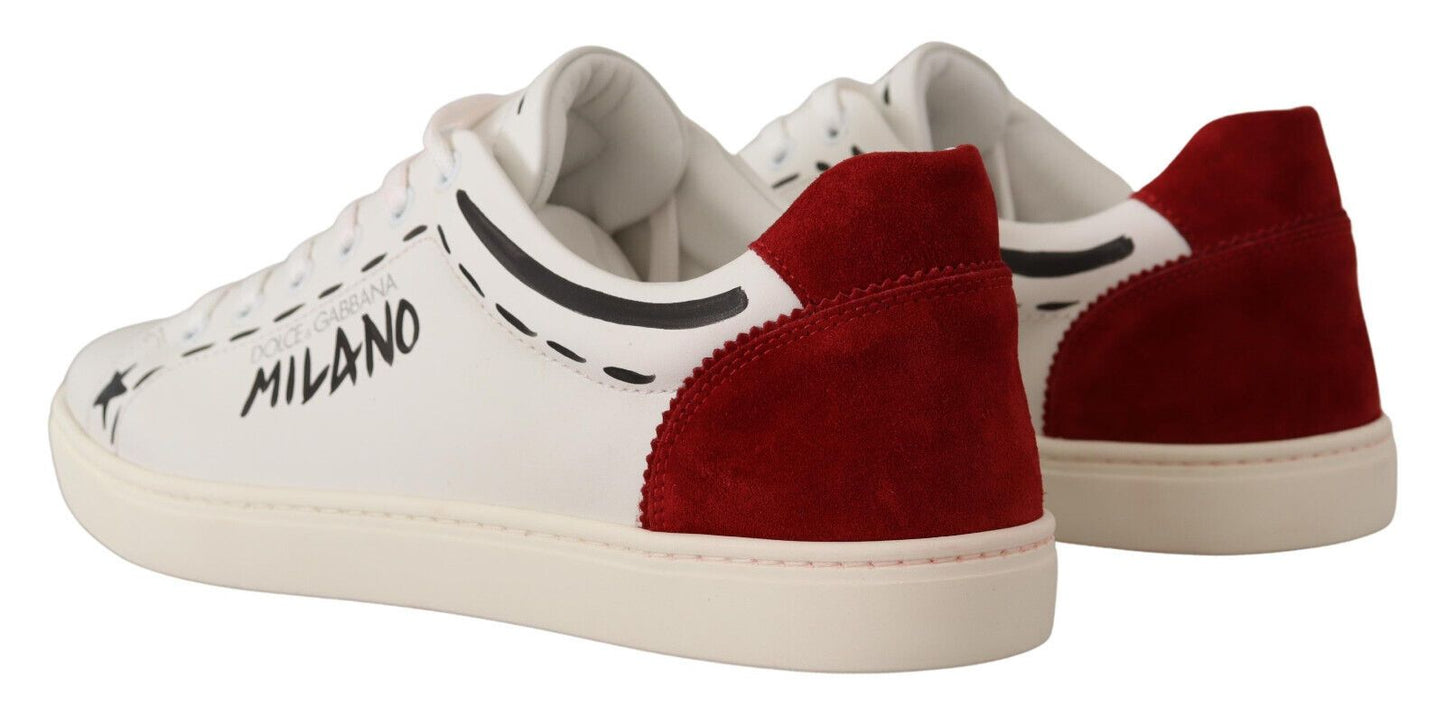 Chic White Sneakers with Red Detailing