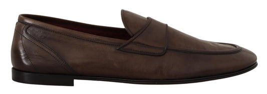 Elegant Brown Leather Loafers for Men