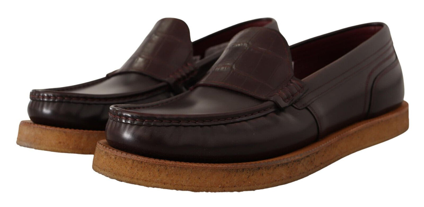 Elegant Bordeaux Leather Loafers