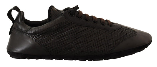 Elegant Woven Leather Low-Top Sneakers