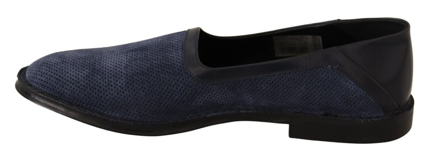 Chic Blue Leather Loafers for the Modern Gentleman