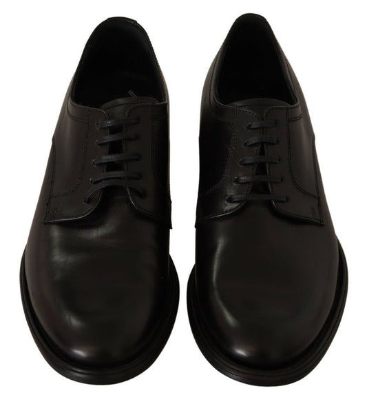 Elegant Black Leather Men's Formal Derby Shoes