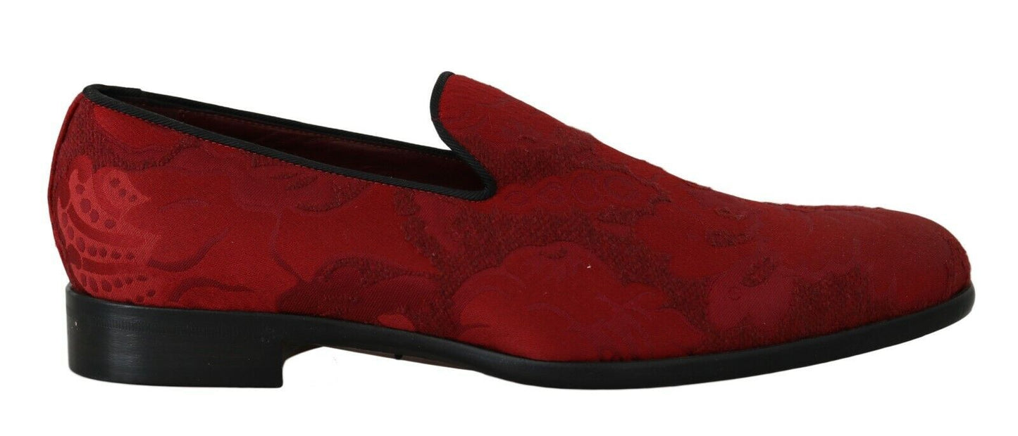Elegant Red Silk-Blend Loafers