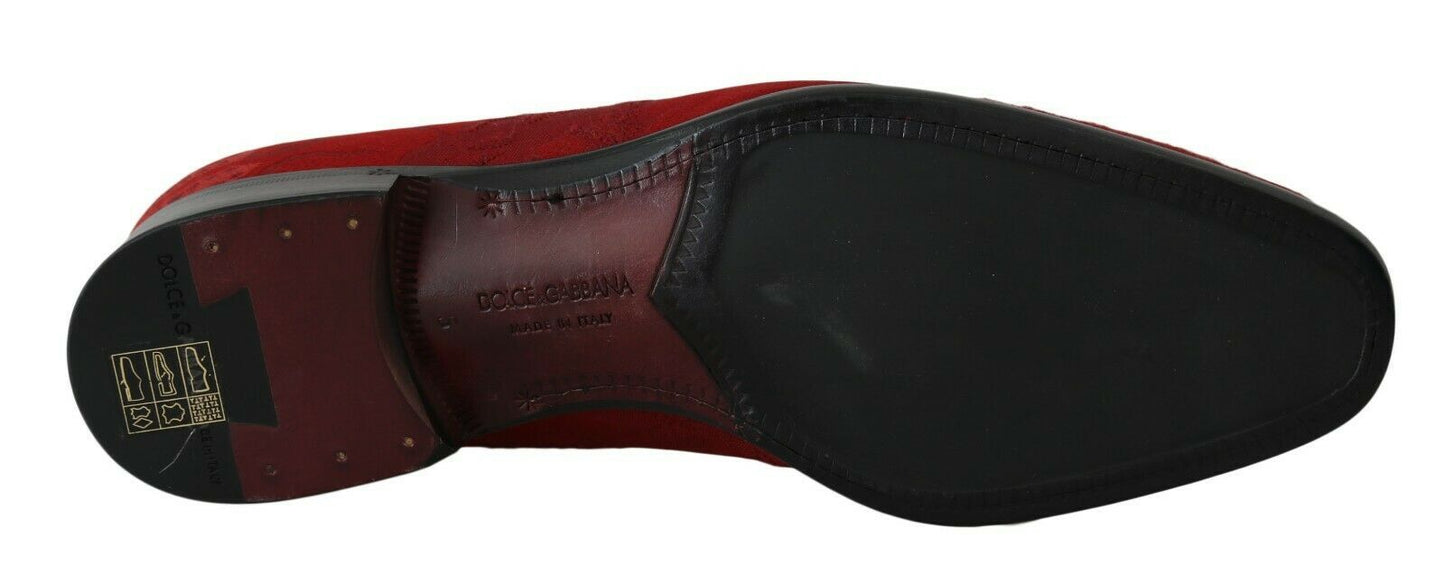 Elegant Red Silk-Blend Loafers