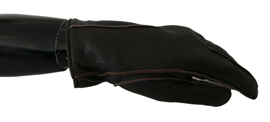 Elegant Deerskin Leather Gloves in Dark Brown