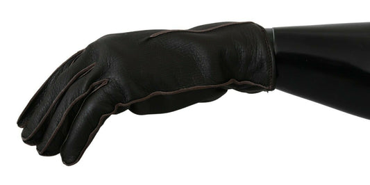 Elegant Deerskin Leather Gloves in Dark Brown
