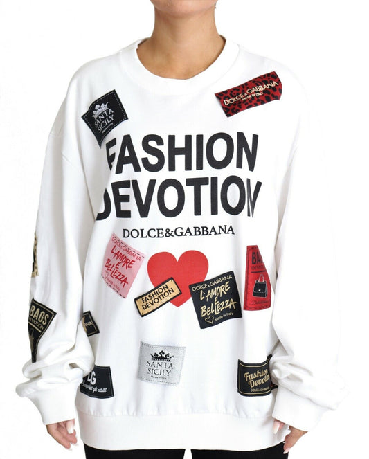 Fashion Devotion White Pullover with Patch Accents