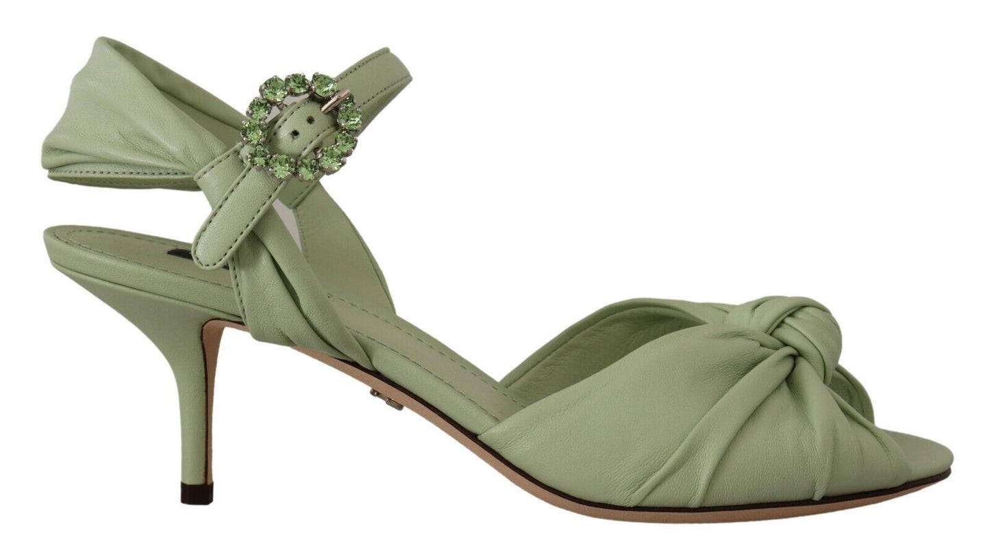 Elegant Aqua Green Ankle Strap Crystal Sandals