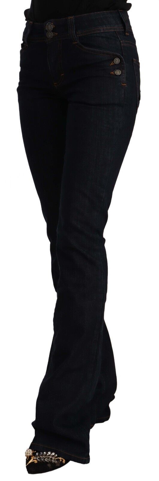 Chic Flared Mid-Waist Black Jeans