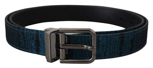 Elegant Blue Jacquard Designer Belt