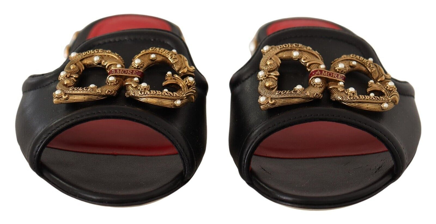 Elegant Amore Embellished Leather Sandals