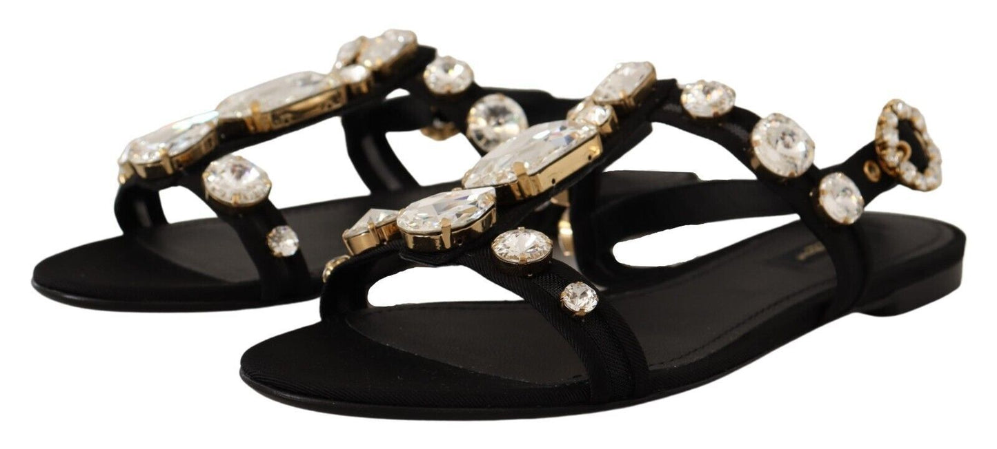Elegant Crystal Embellished Leather Sandals