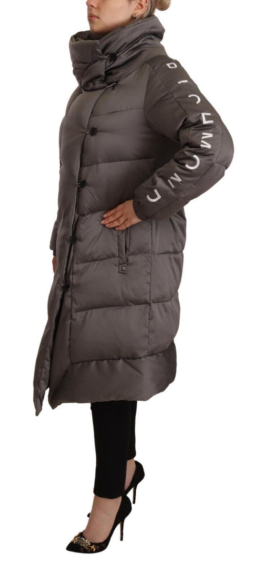 Elegant Gray Quilted Long Jacket