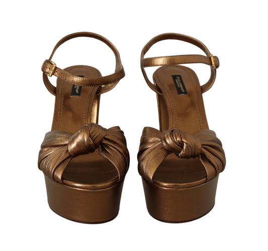 Elegant Bronze Ankle Strap Heel Sandals