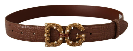 Elegant Crocodile-Embossed Leather Belt