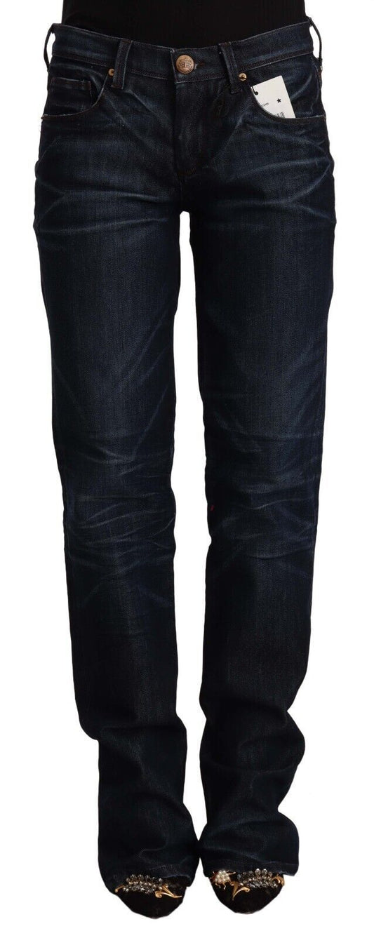 Chic Dark Blue Mid Waist Jeans